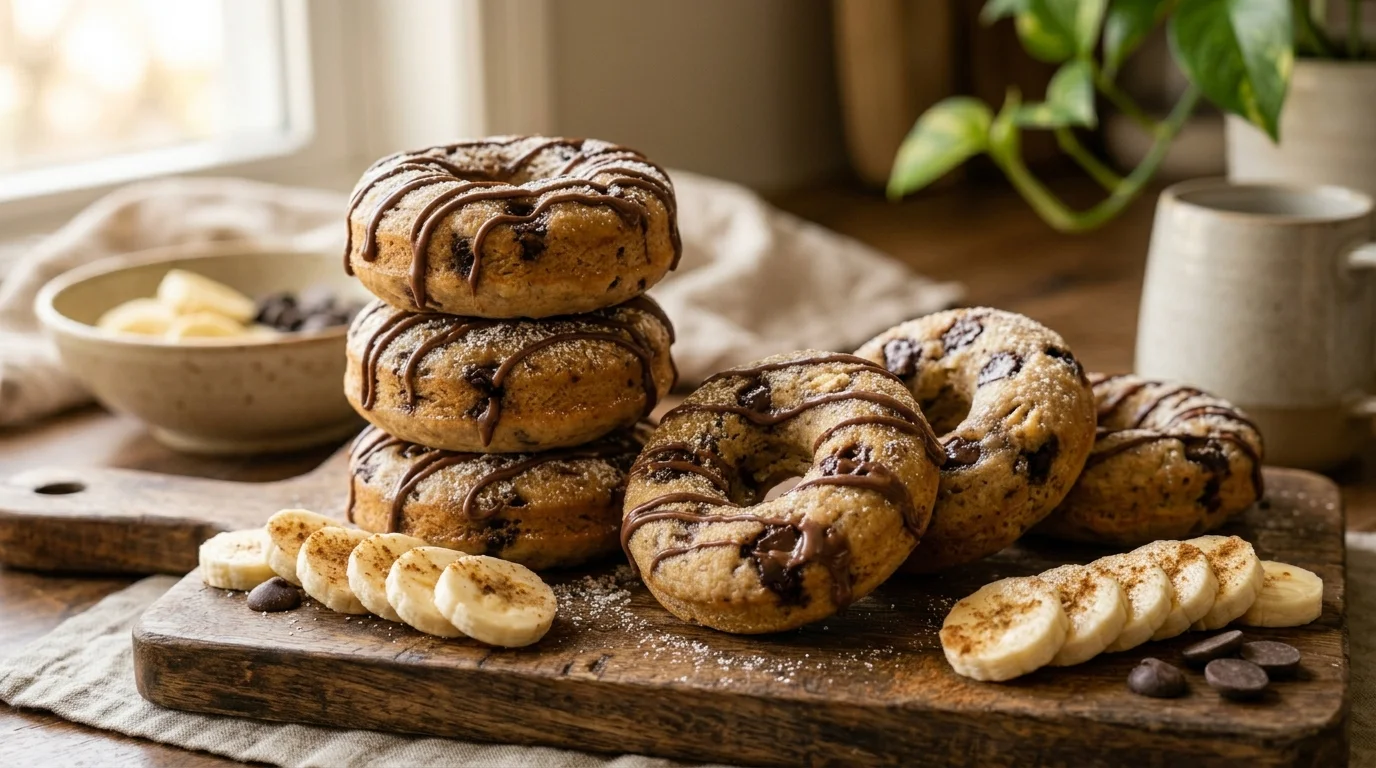 Banana Chocolate Chip Baked Donuts