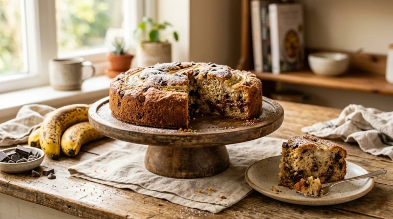 Banana Chocolate Chip Cake Recipe looks