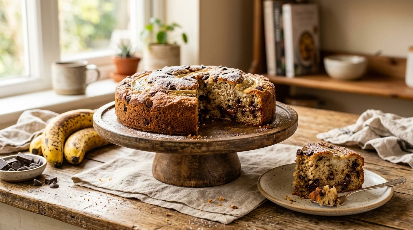 Banana Chocolate Chip Cake Recipe looks