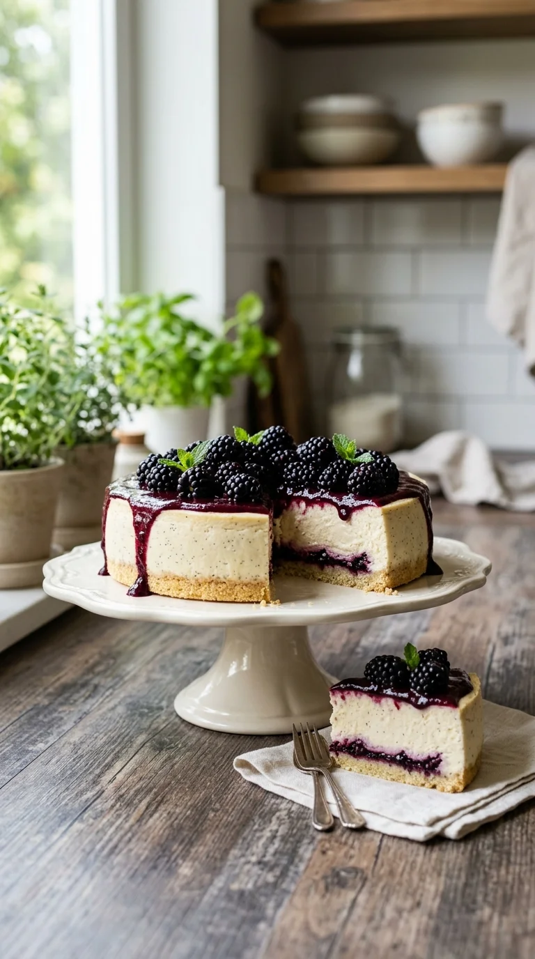 Blackberry Vanilla Keto Cheesecake looks