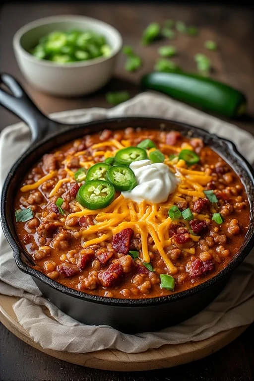 Cheesy Bacon Keto Chili Recipe looks
