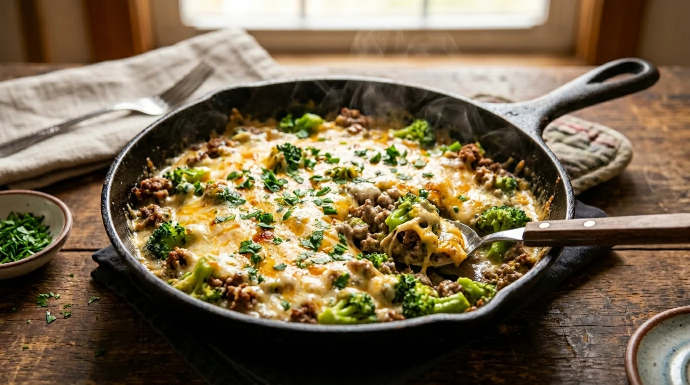 Cheesy Beef Broccoli Skillet Recipe 1
