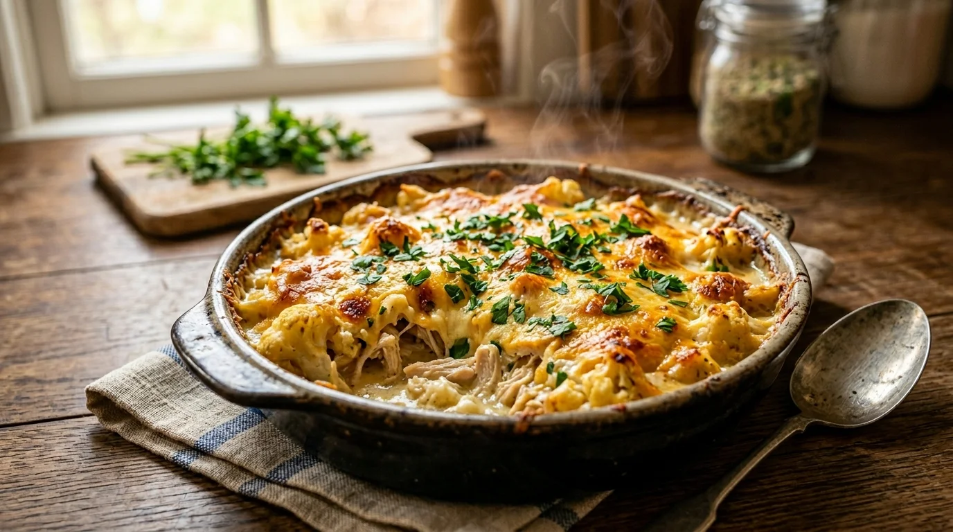 Cheesy Cauliflower Chicken Casserole Recipe