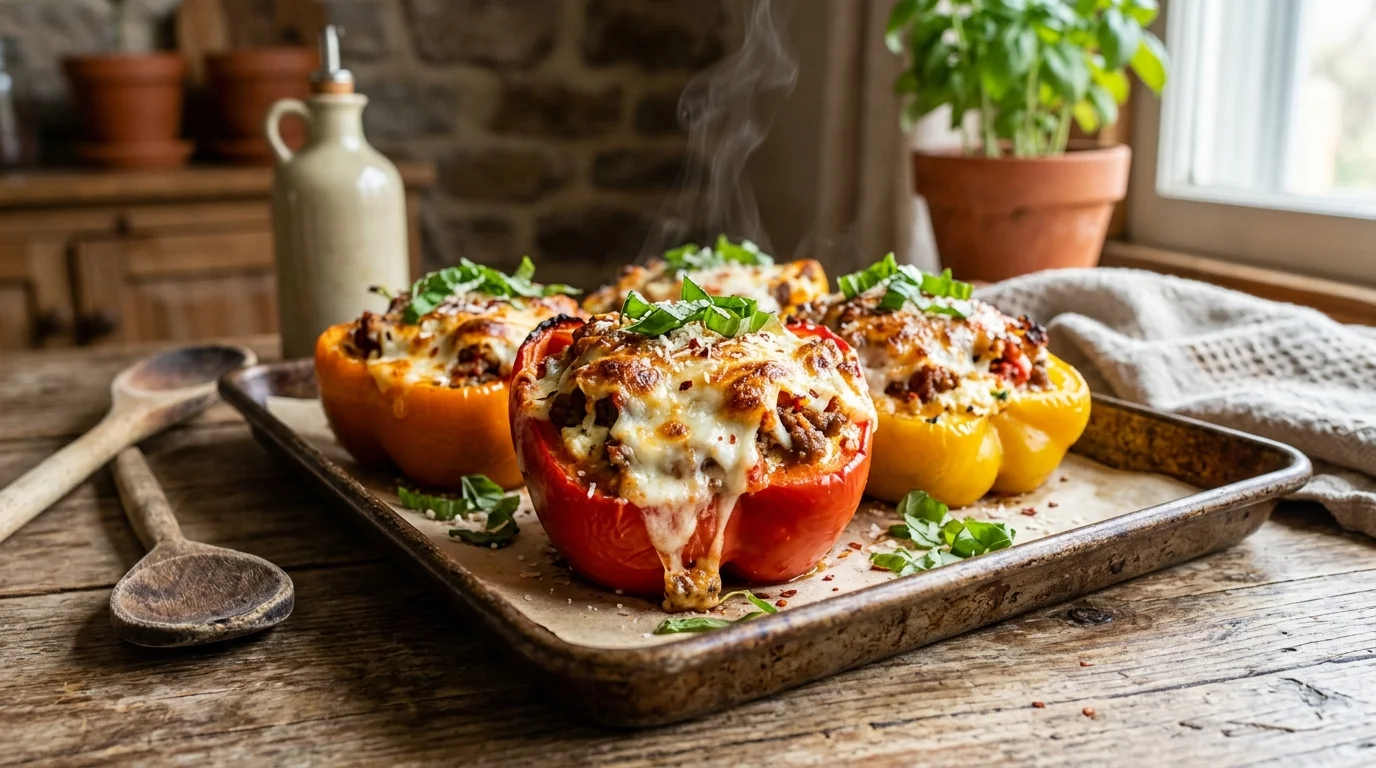 Cheesy Keto Lasagna Stuffed Peppers