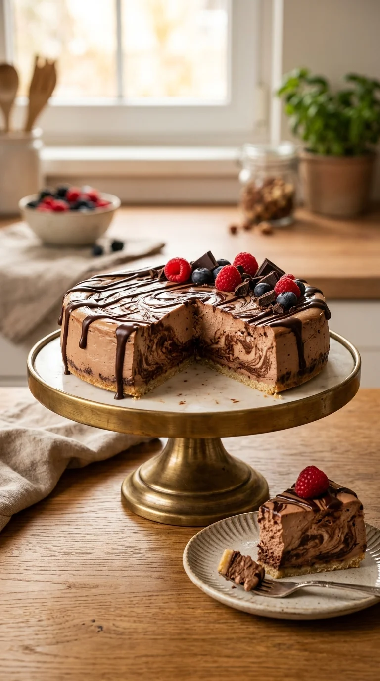 Chocolate Swirl Keto Cheesecake Recipe looks