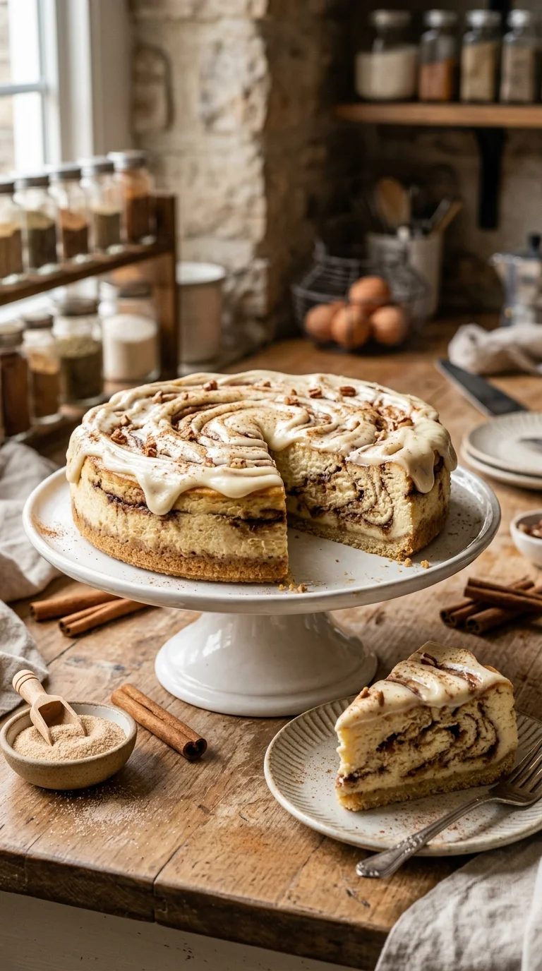 Cinnamon Roll Keto Cheesecake Recipe looks