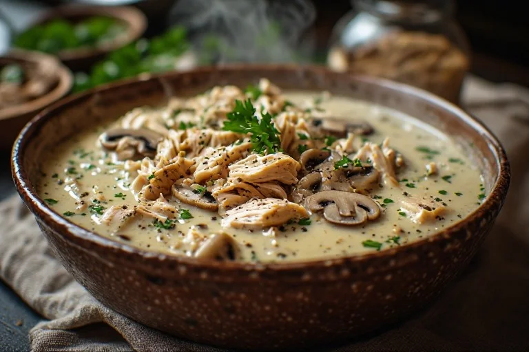 Creamy Keto Chicken and Mushroom Soup looks 1