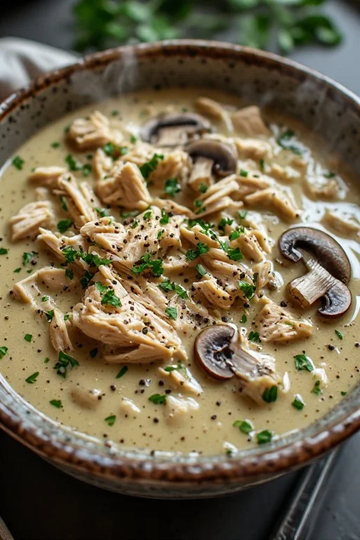 Creamy Keto Chicken and Mushroom Soup looks 1