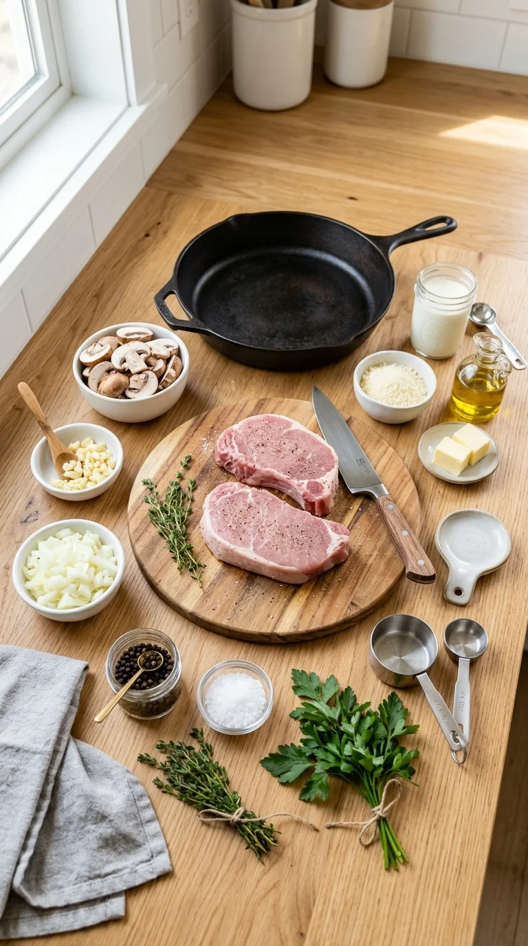 Creamy Mushroom Keto Pork Chops Recipe cooking