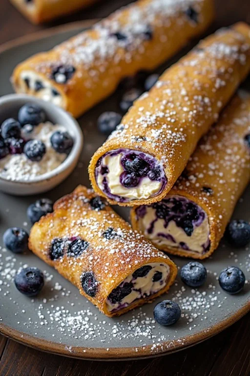 Crispy Keto Blueberry Cream Cheese Roll-Ups