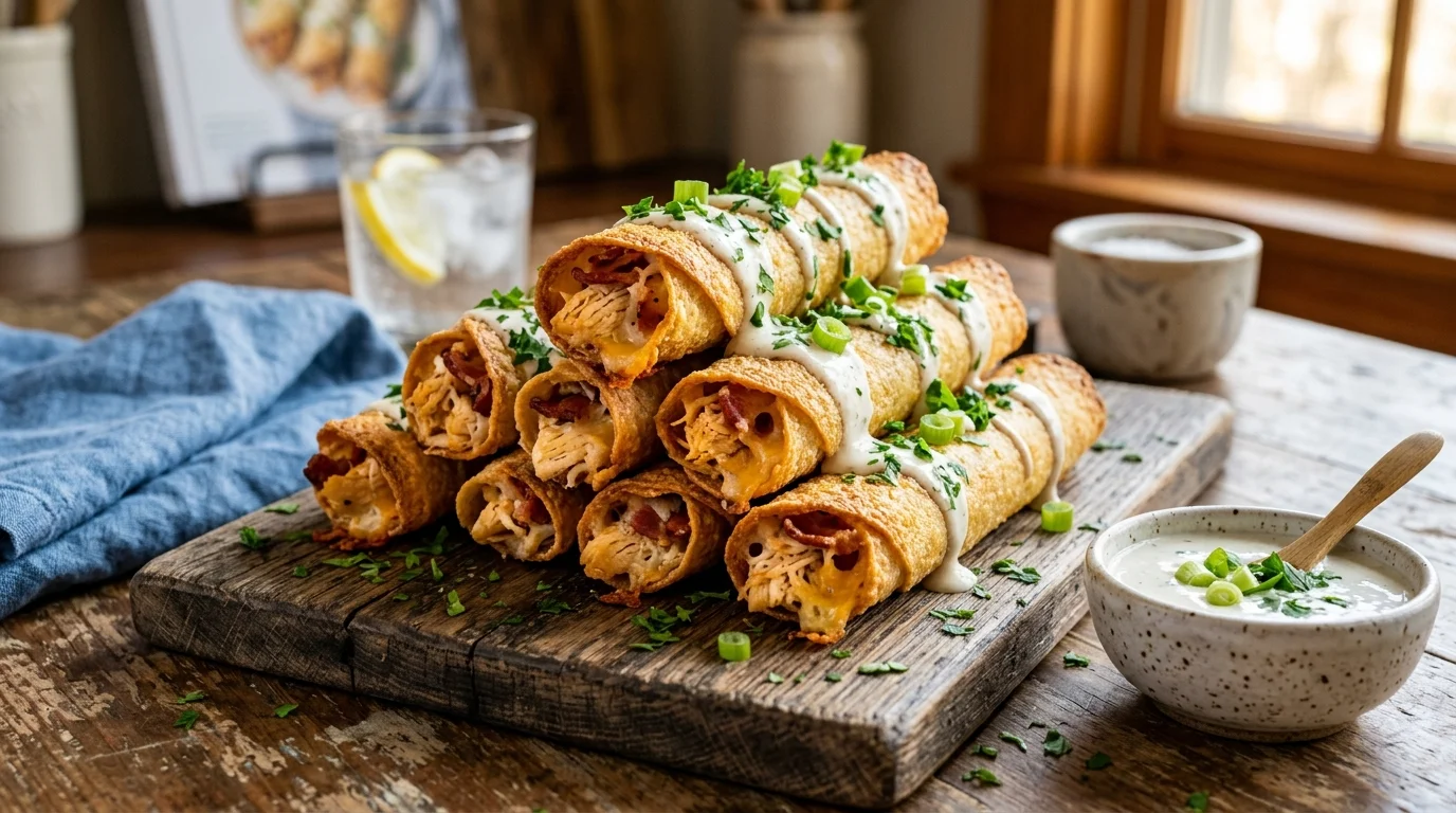 Crispy Keto Chicken Bacon Ranch Taquitos