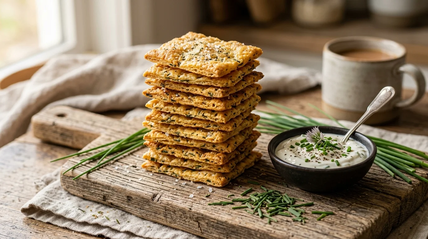 Easy Keto Sour Cream and Chive Crackers