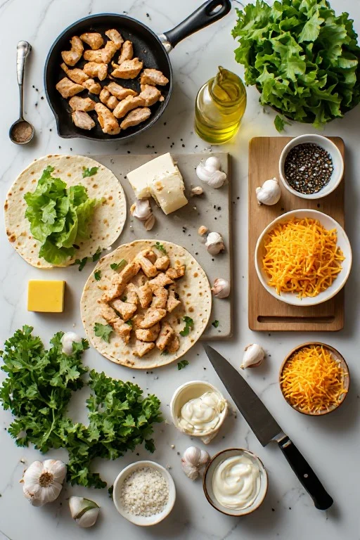 Easy Low Carb Cheesy Garlic Chicken Wraps cooking 1