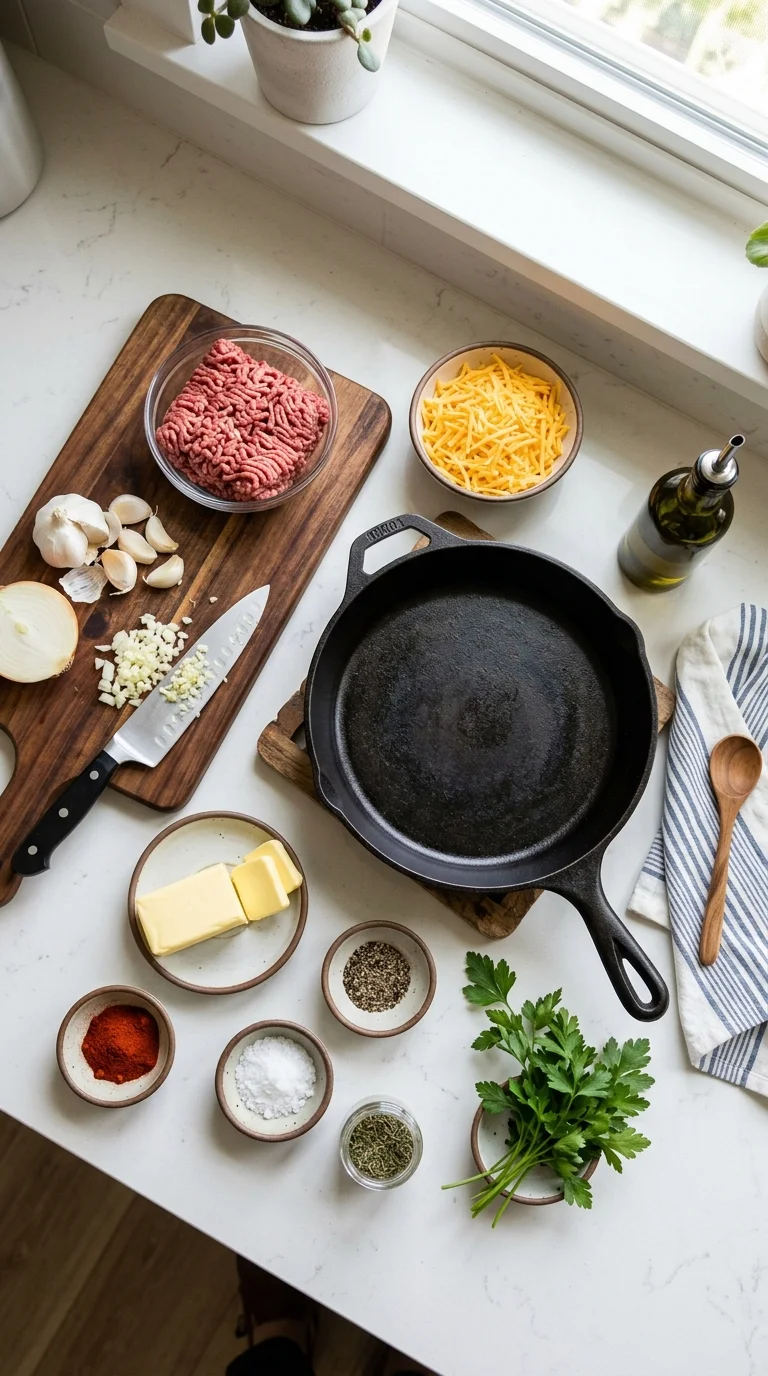 Garlic Butter Keto Ground Beef Skillet cooking