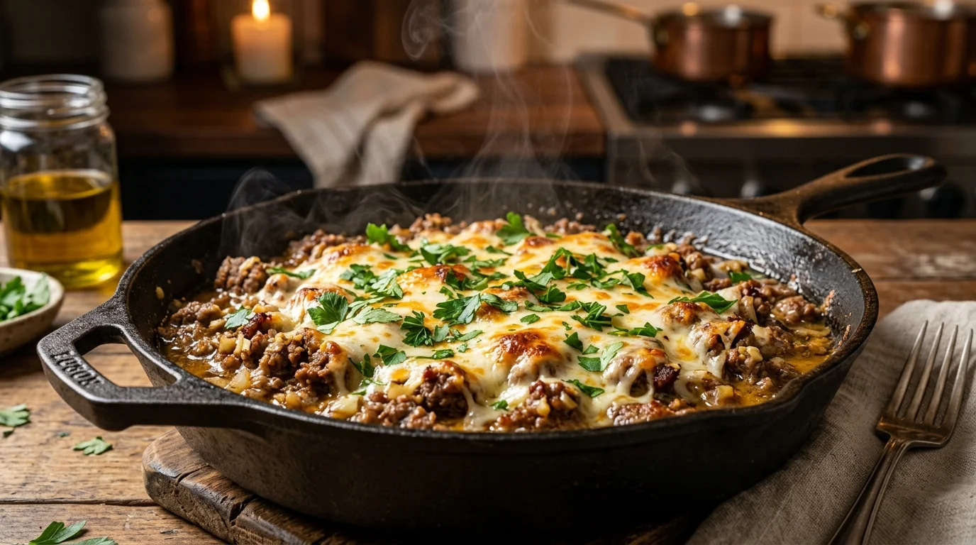 Garlic Butter Keto Ground Beef Skillet