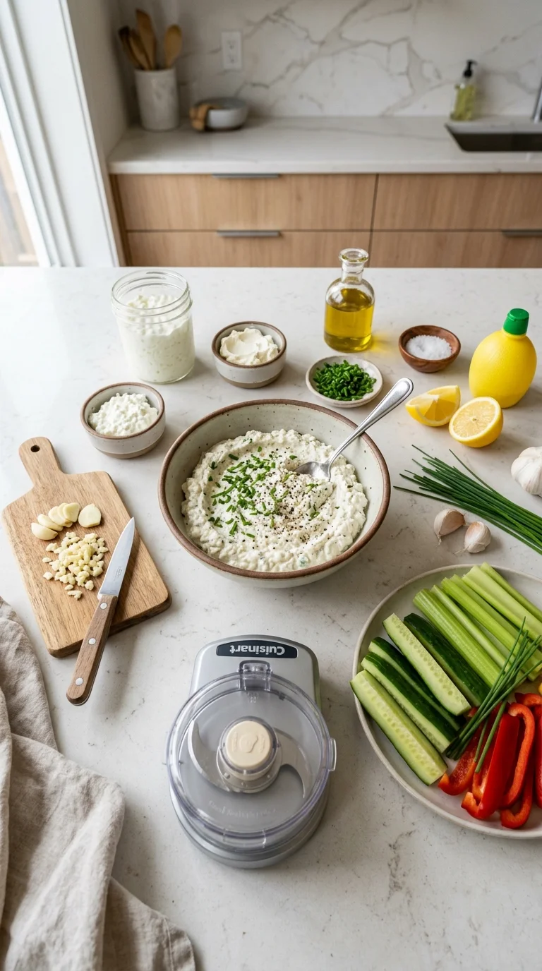 Garlic & Chive Keto Cottage Cheese Spread cooking