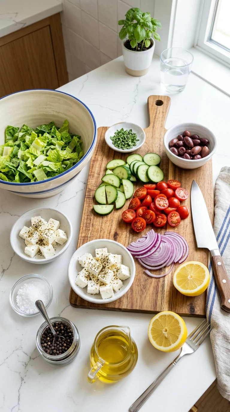 Greek Keto Salad with Feta & Olives 1