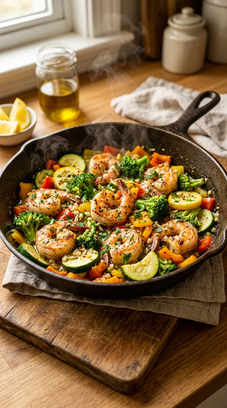 High-Protein Shrimp & Garlic Veggie Skillet 1