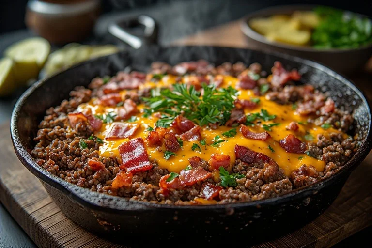 Keto Bacon Cheeseburger Skillet