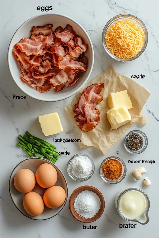 Keto Bacon Egg Cheese Casserole Recipe ingredients