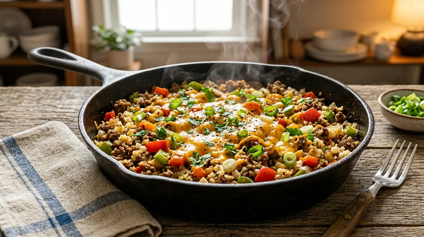 Keto Beef & Cauliflower Rice Skillet