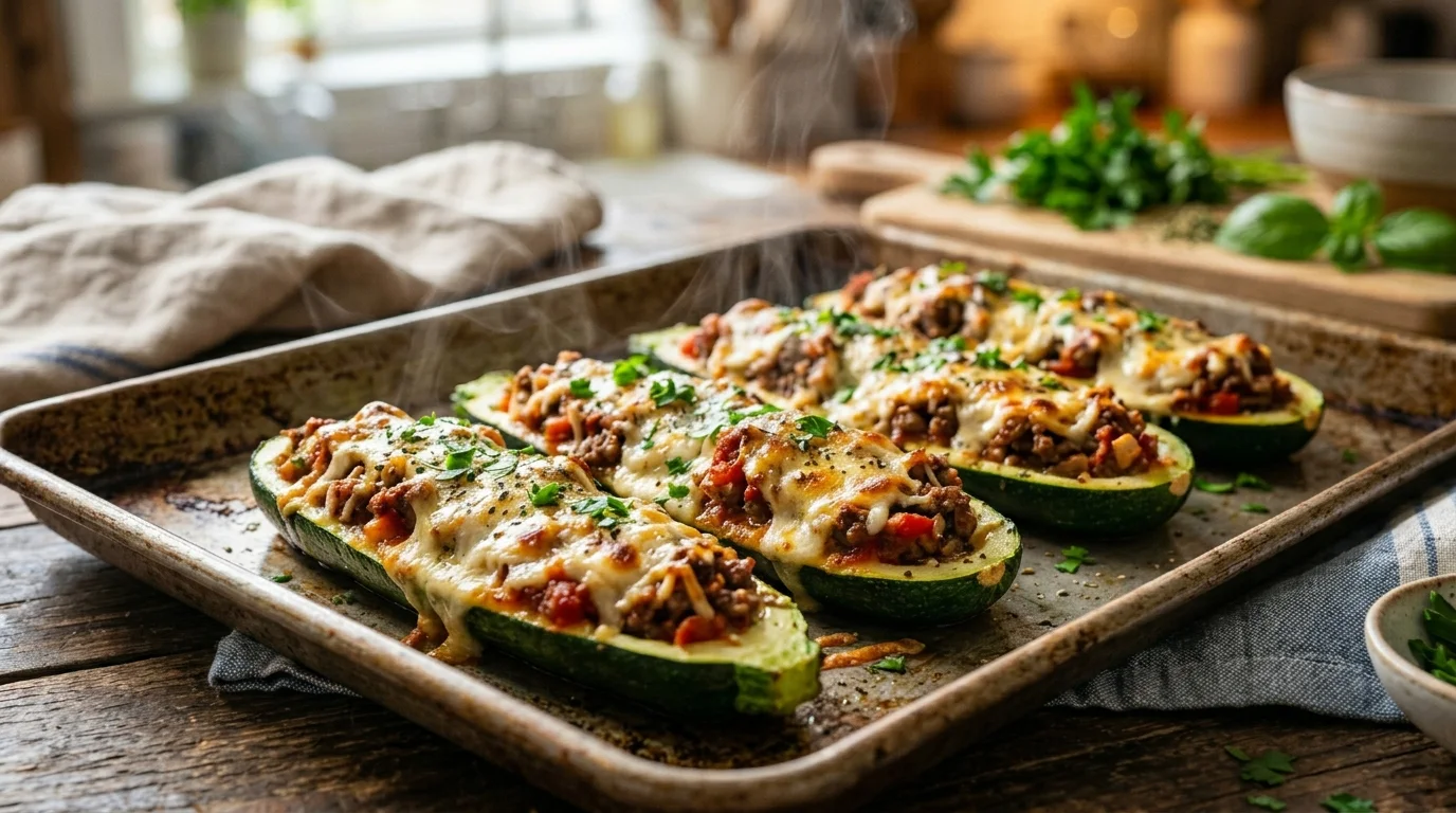 Keto Beef Zucchini Boats Recipe 1