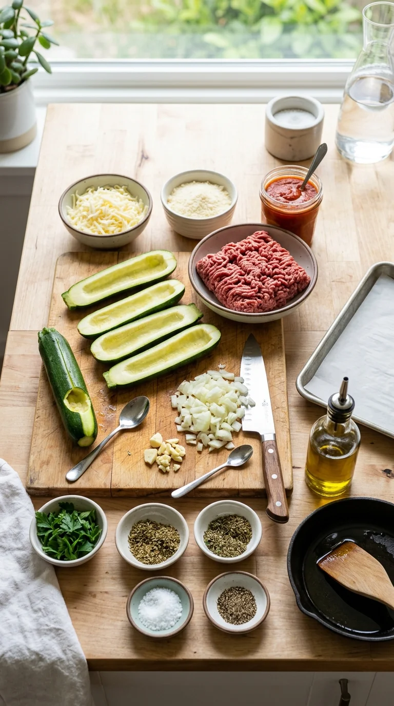Keto Beef Zucchini Boats Recipe cooking 1