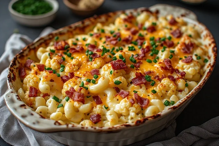 Keto Cauliflower Mac and Cheese with Bacon 1