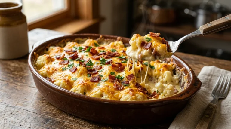 Keto Cauliflower Mac and Cheese with Bacon