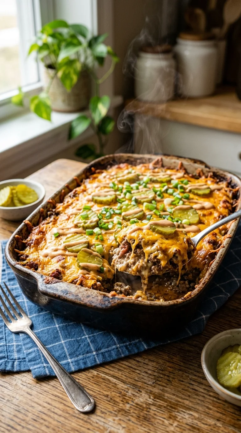 Keto Cheeseburger Casserole Recipe looks 1