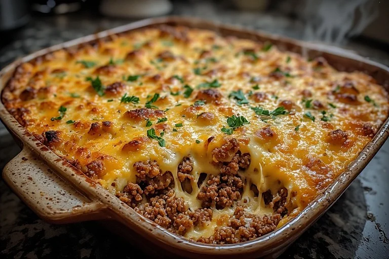 Keto Cheesy Ground Beef Casserole Recipe