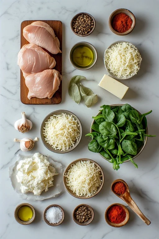 Keto Cheesy Spinach Stuffed Chicken ingredients