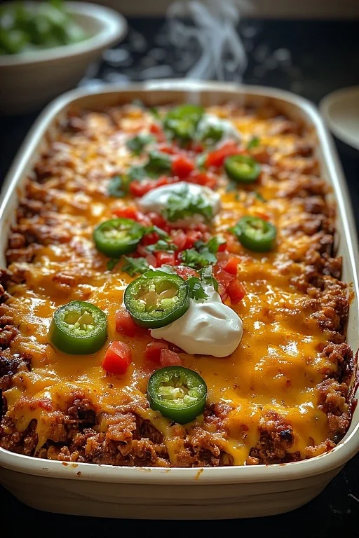Keto Cheesy Taco Casserole Recipe looks
