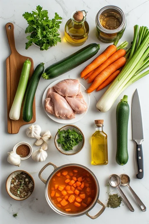 Keto Chicken Zucchini Soup Recipe cooking