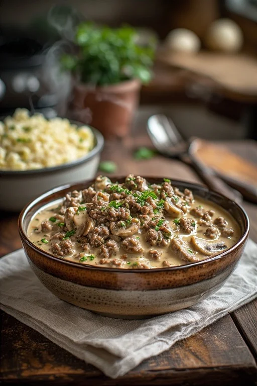 Keto Creamy Ground Beef Stroganoff Recipe (2)