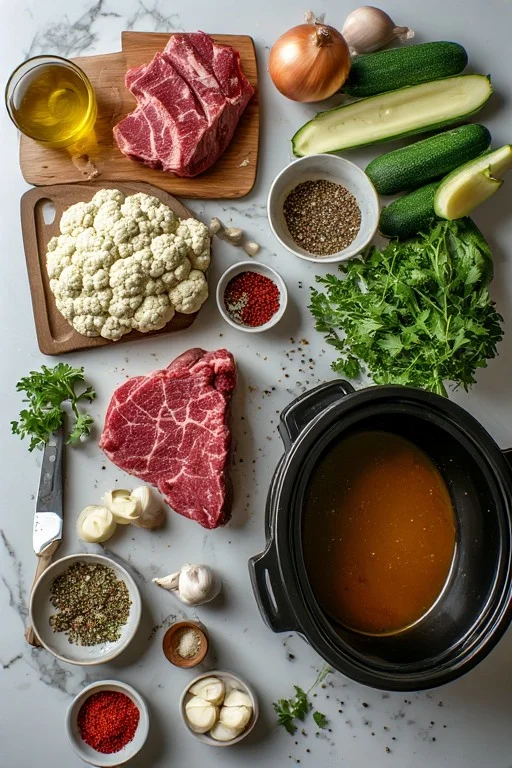 Keto Crockpot Beef Stew cooking
