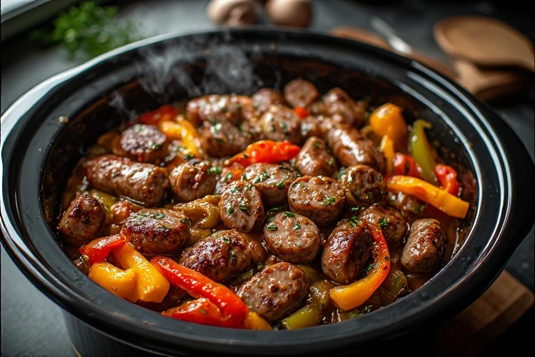 Keto Crockpot Sausage and Peppers Recipe