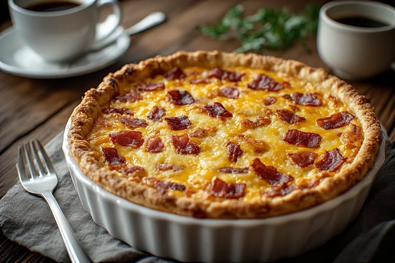 Keto Crustless Bacon & Cheese Quiche Recipe