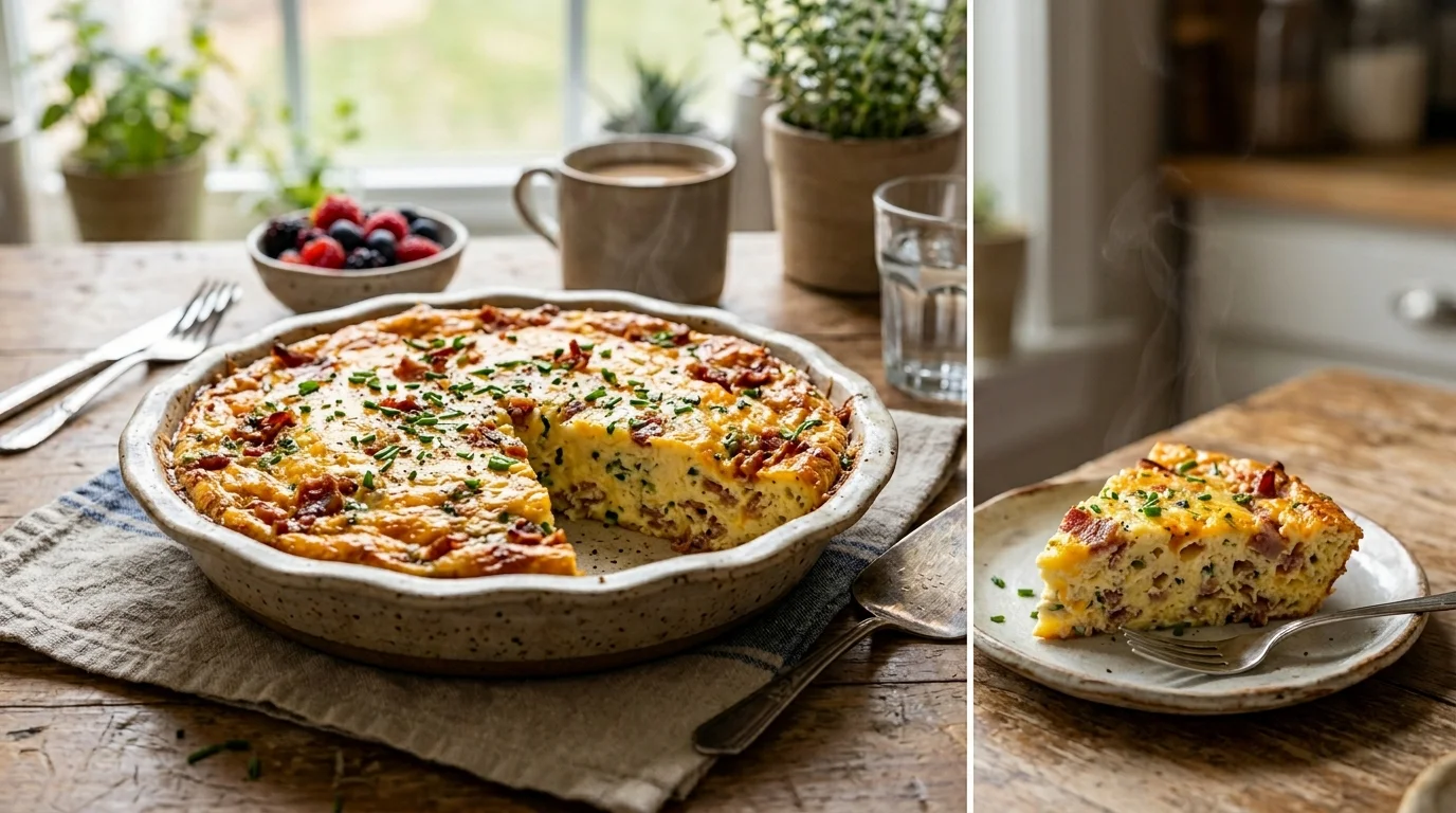 Keto Crustless Quiche with Bacon & Cheese 1