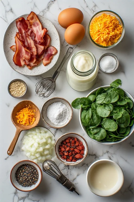 Keto Crustless Quiche with Bacon & Cheese Recipe ingredients