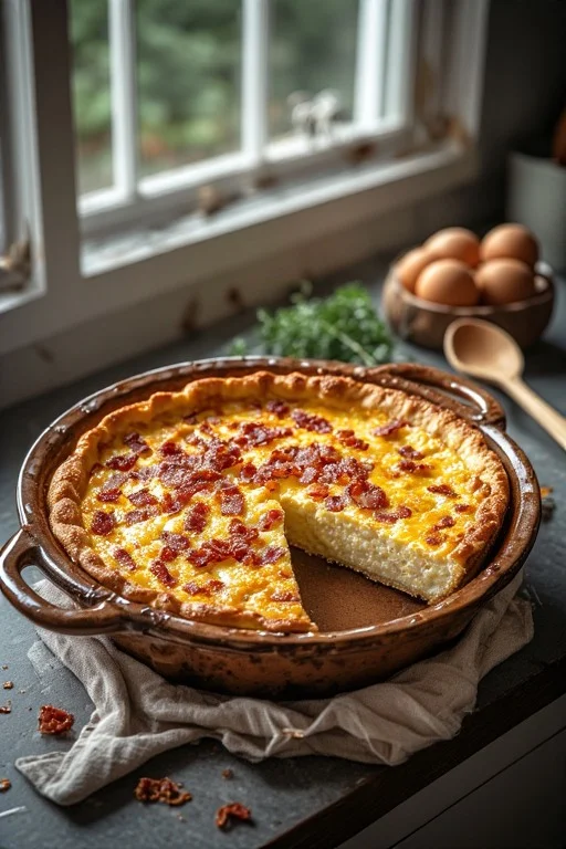 Keto Crustless Quiche with Bacon & Cheese Recipe