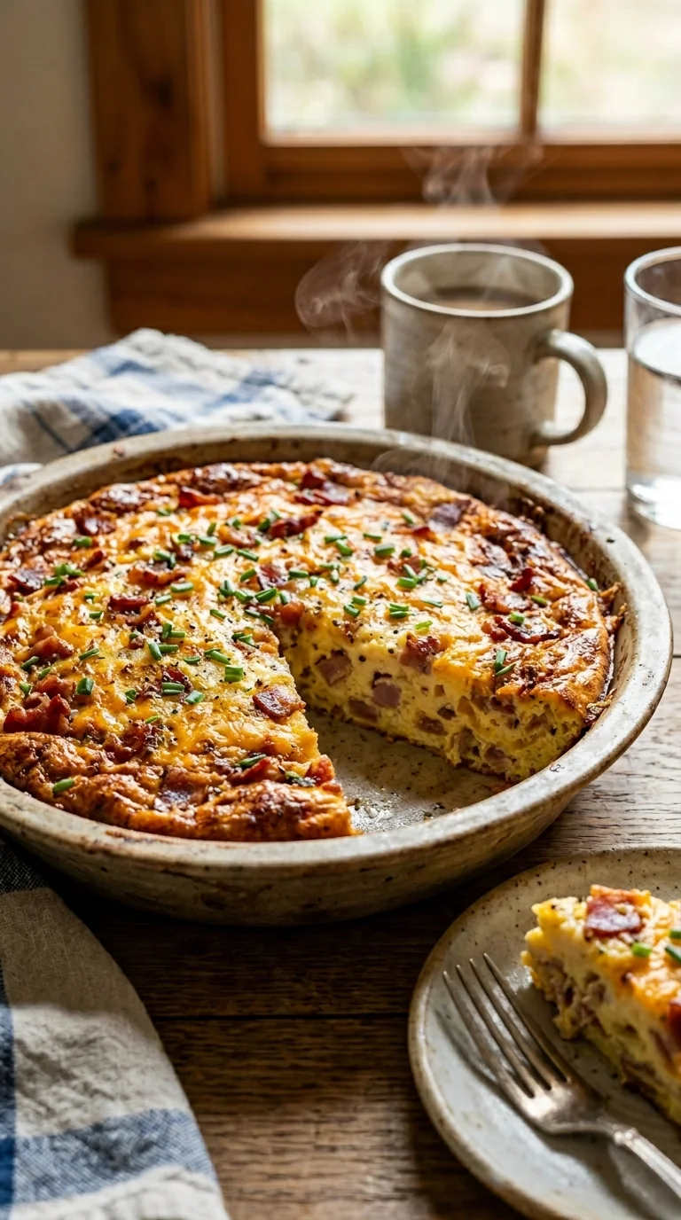 Keto Crustless Quiche with Bacon & Cheese looks 1