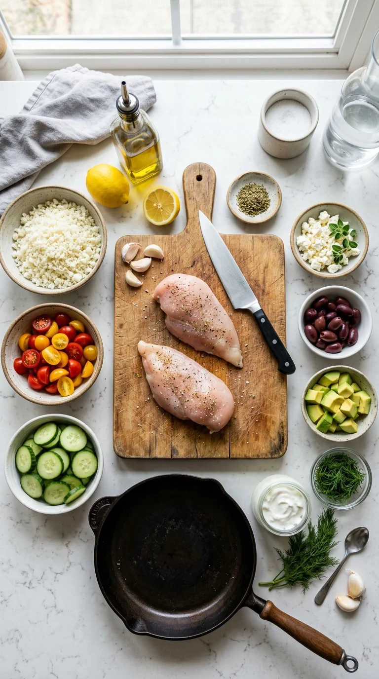 Keto Greek Chicken Bowls Recipe cooking