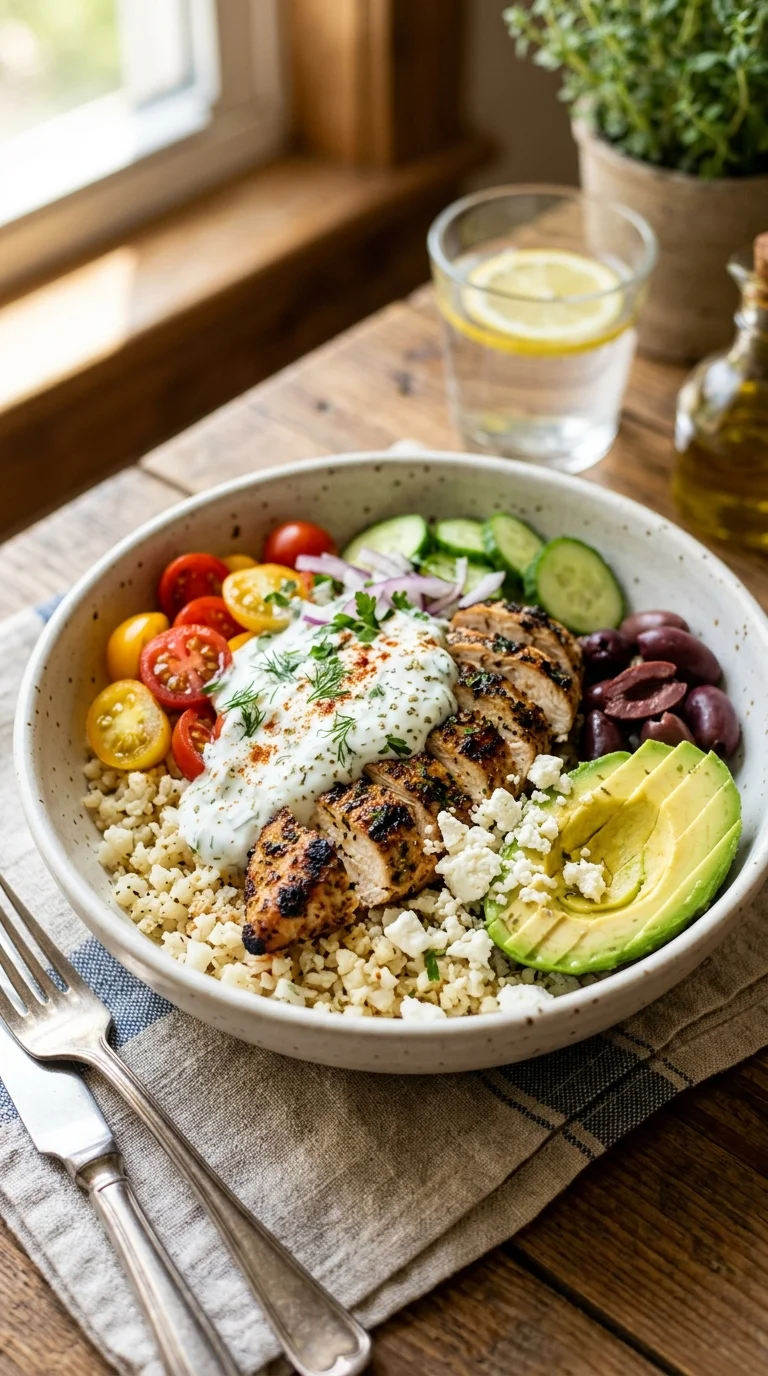 Keto Greek Chicken Bowls Recipe looks 1