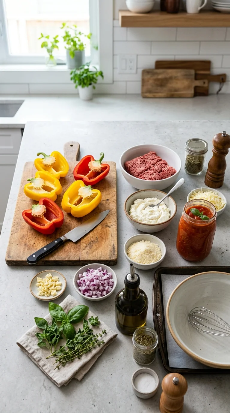 Keto Lasagna Stuffed Peppers Recipe cooking 1