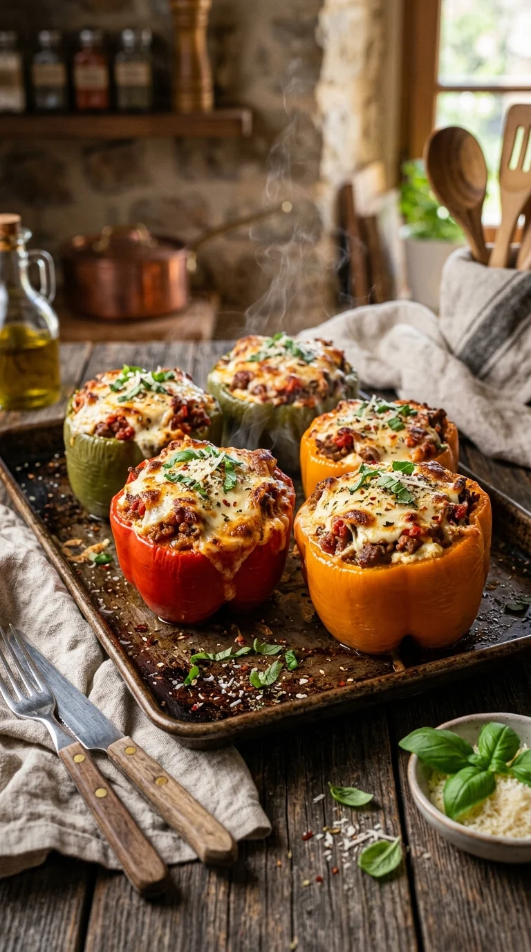 Keto Lasagna Stuffed Peppers Recipe looks 1