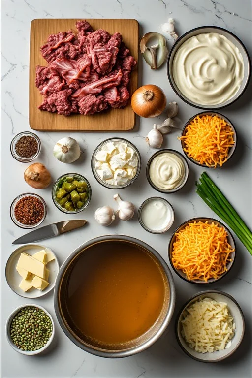 Keto Loaded Bacon Cheeseburger Soup cooking