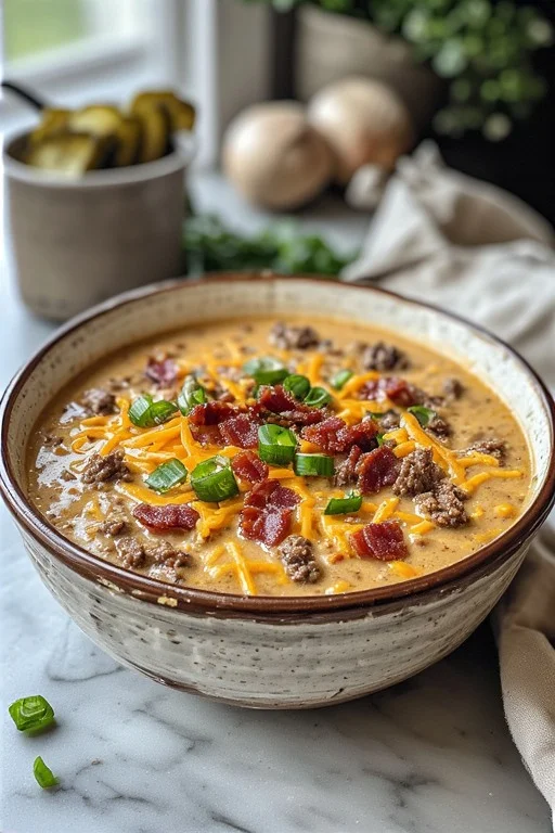 Keto Loaded Bacon Cheeseburger Soup looks