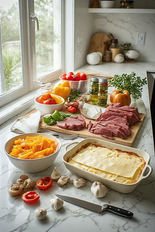 Keto Philly Cheesesteak Casserole Recipe cooking