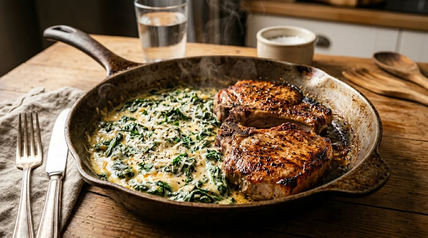 Keto Pork Chops with Creamed Spinach 1